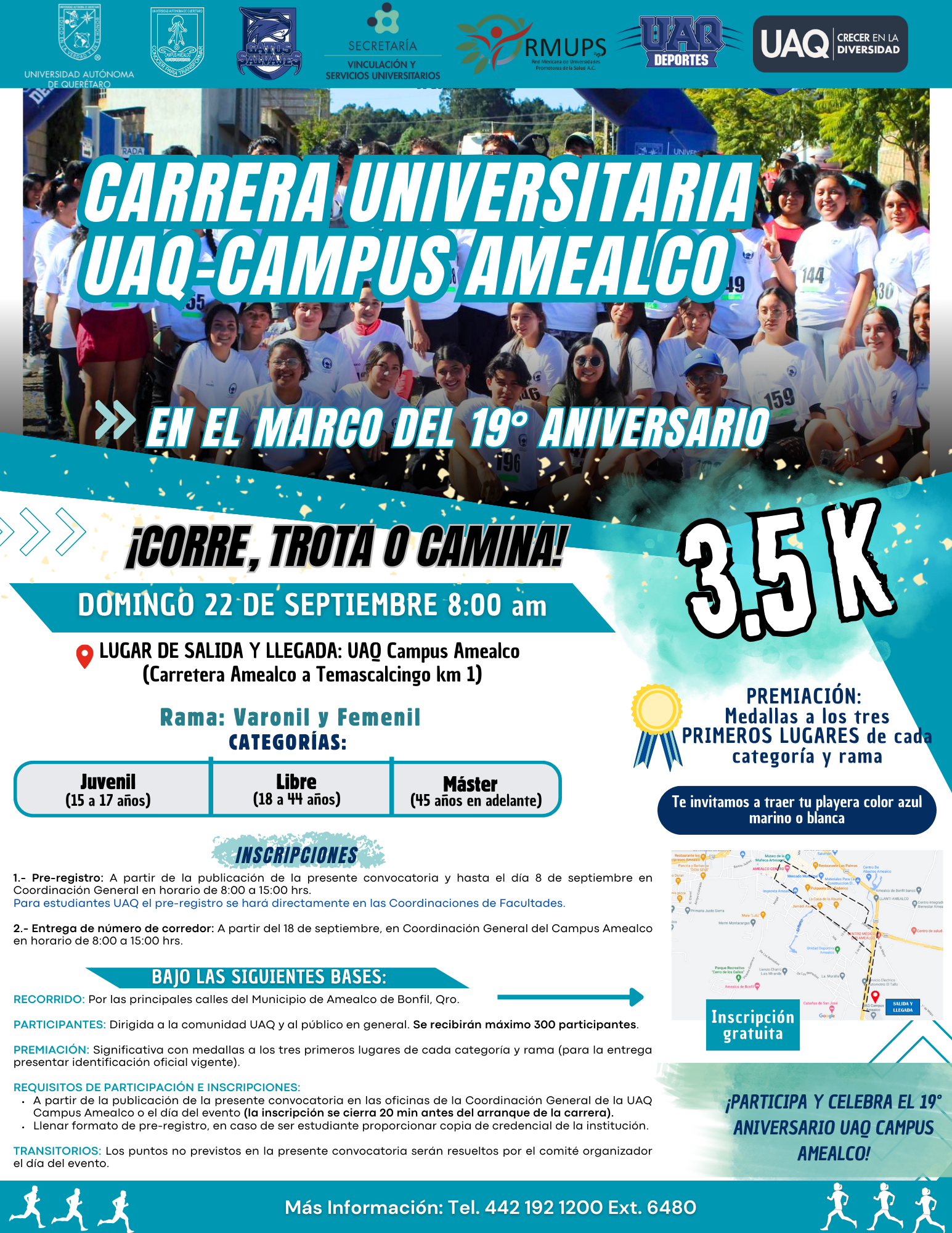 Lee más sobre el artículo Celebra UAQ, 19 Aniversario de campus Amealco, con carrera universitaria el próximo domingo 22 de septiembre