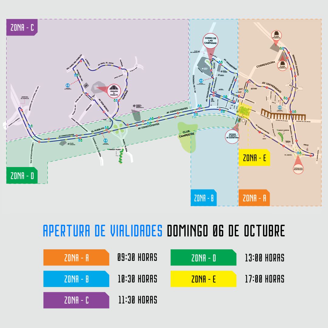 Lee más sobre el artículo Recuerda que este domingo 6 de octubre, es el Querétaro Maratón , habrá cierre de vialidades a partir del día sábado 5 de octubre que debes de tomar en cuenta
