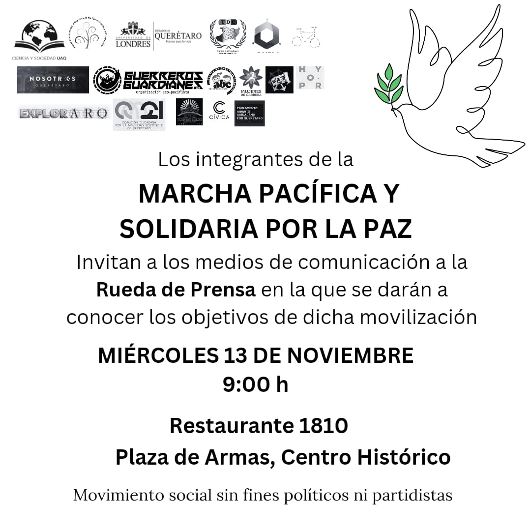 Lee más sobre el artículo Confirma Marcha Pacífica para próximo sábado; Saldrán de la Alameda a las 4 pm y concluirán en bar “Los Cantaritos”