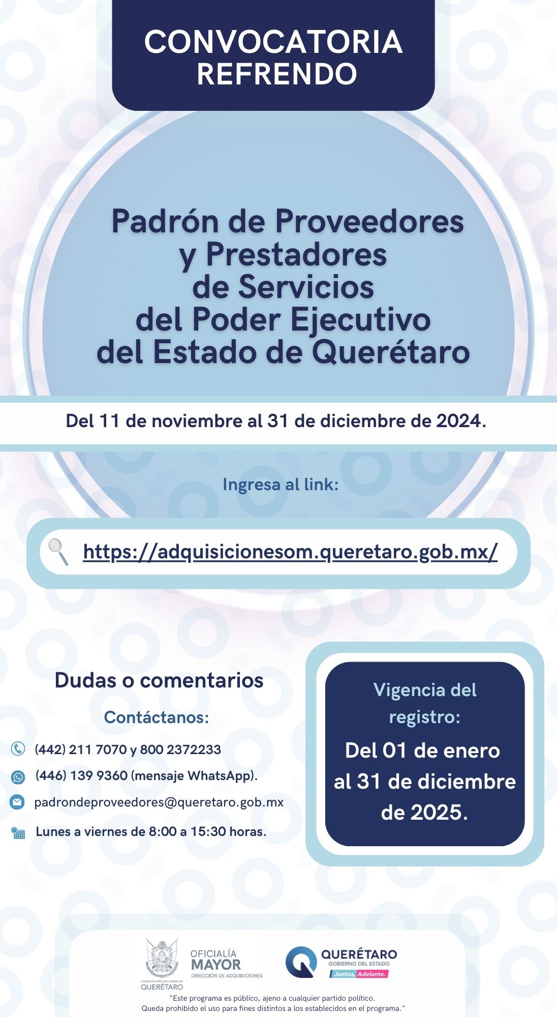 Lee más sobre el artículo El 11 de noviembre inicia el periodo de refrendo 2025 para proveedores de gobierno