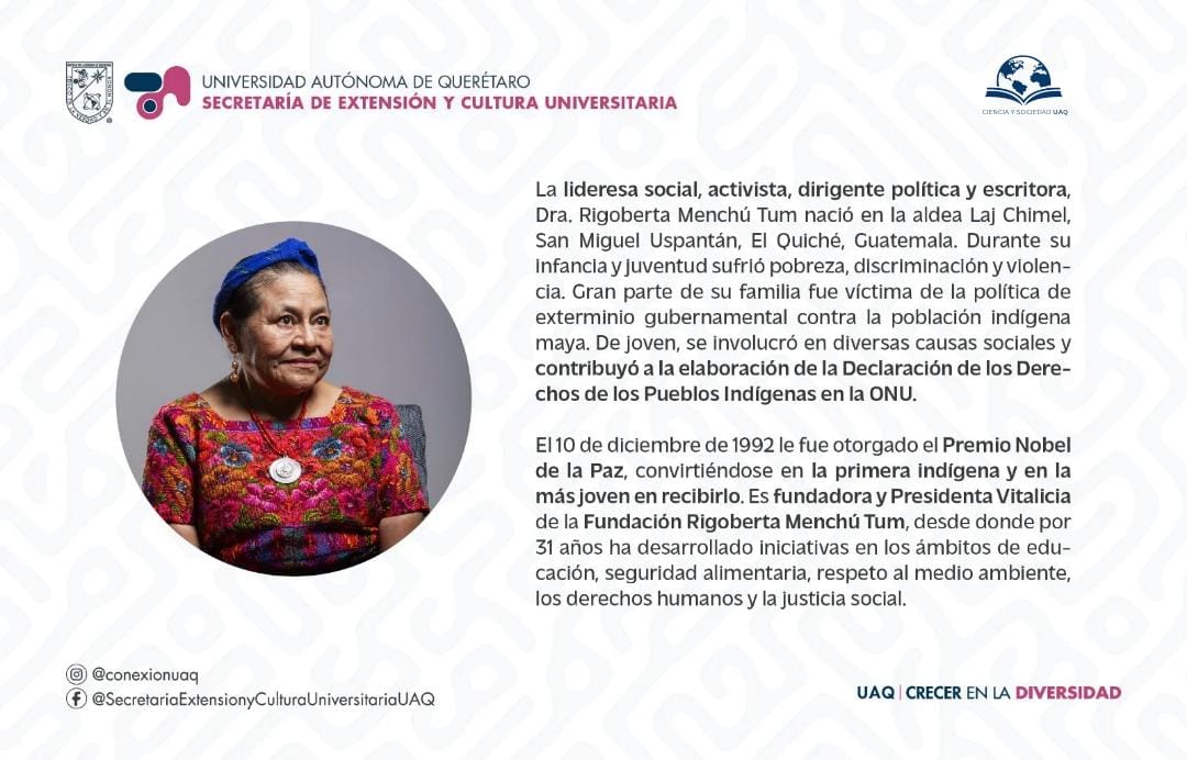 Lee más sobre el artículo Rigoberta Menchú, será galardonada con el Premio Internacional Hugo Gutiérrez Vega 2024, mañana jueves 7 de noviembre