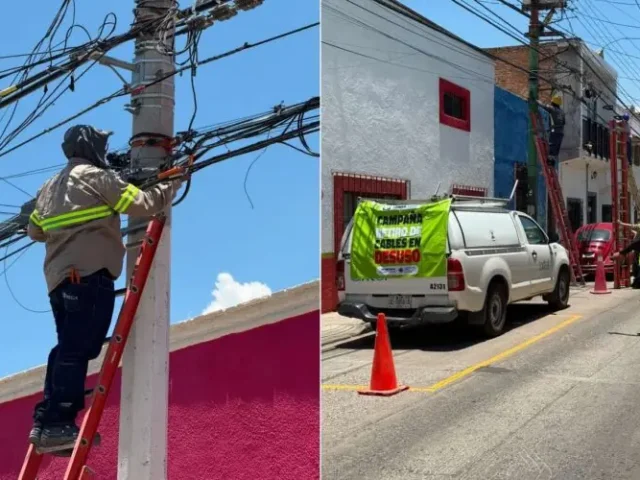 Avanza municipio de Querétaro con retiro de cableado en desuso
