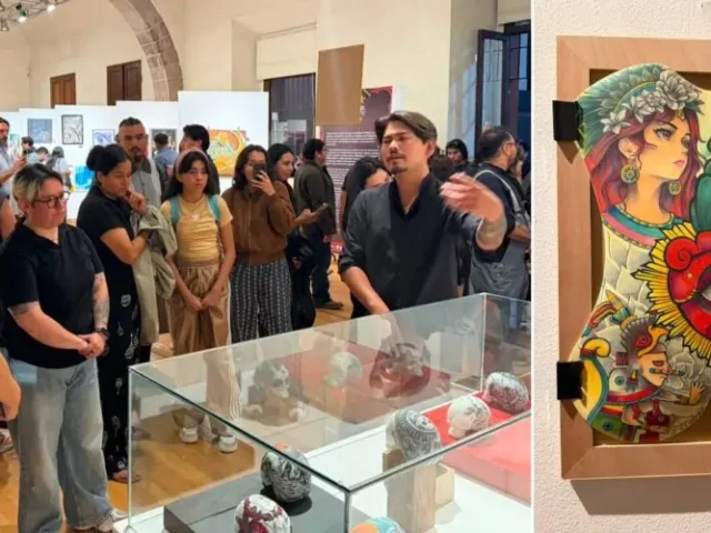 Se exhibe en CEART expo multidisciplinaria Galería Principal; incluye pieles sintéticas tatuadas