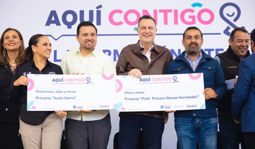 Lee más sobre el artículo Entrega Mauricio Kuri arcotecho en telesecundaria Luis G. Urbina, en San Juan del Río